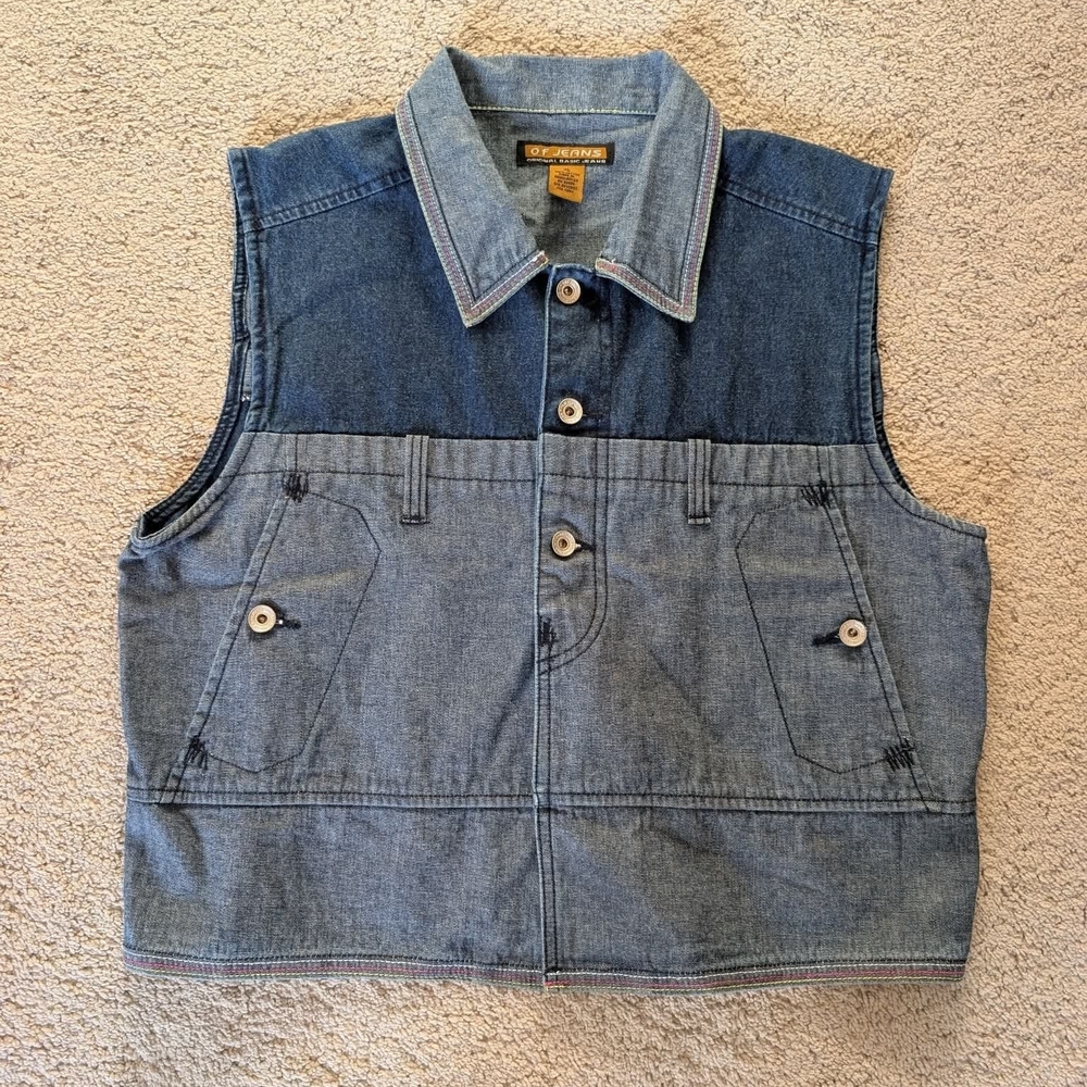 Vintage Of Jeans Denim Vest XL Embroidered Details